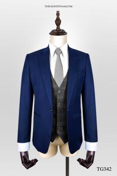 Bộ suit xanh đen basic một nút TG342